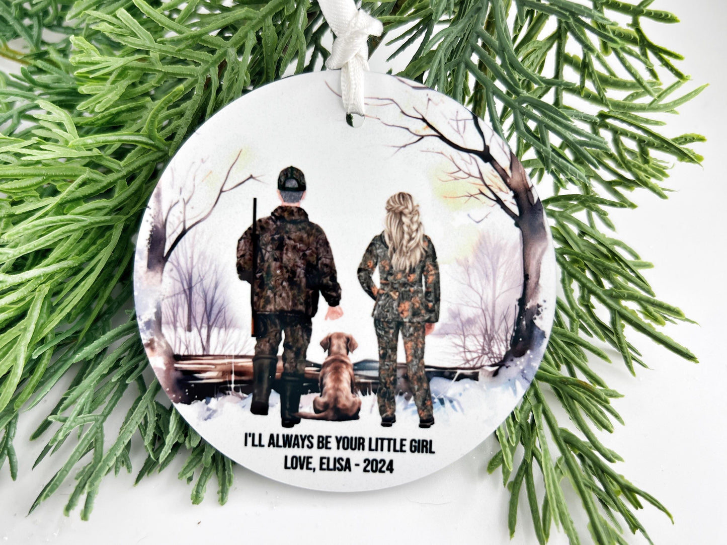 Hunting Ornament, Family Hunting Ornament with Dog, Deer Hunting Gift for Dad or Grandpa, Personalized Gift