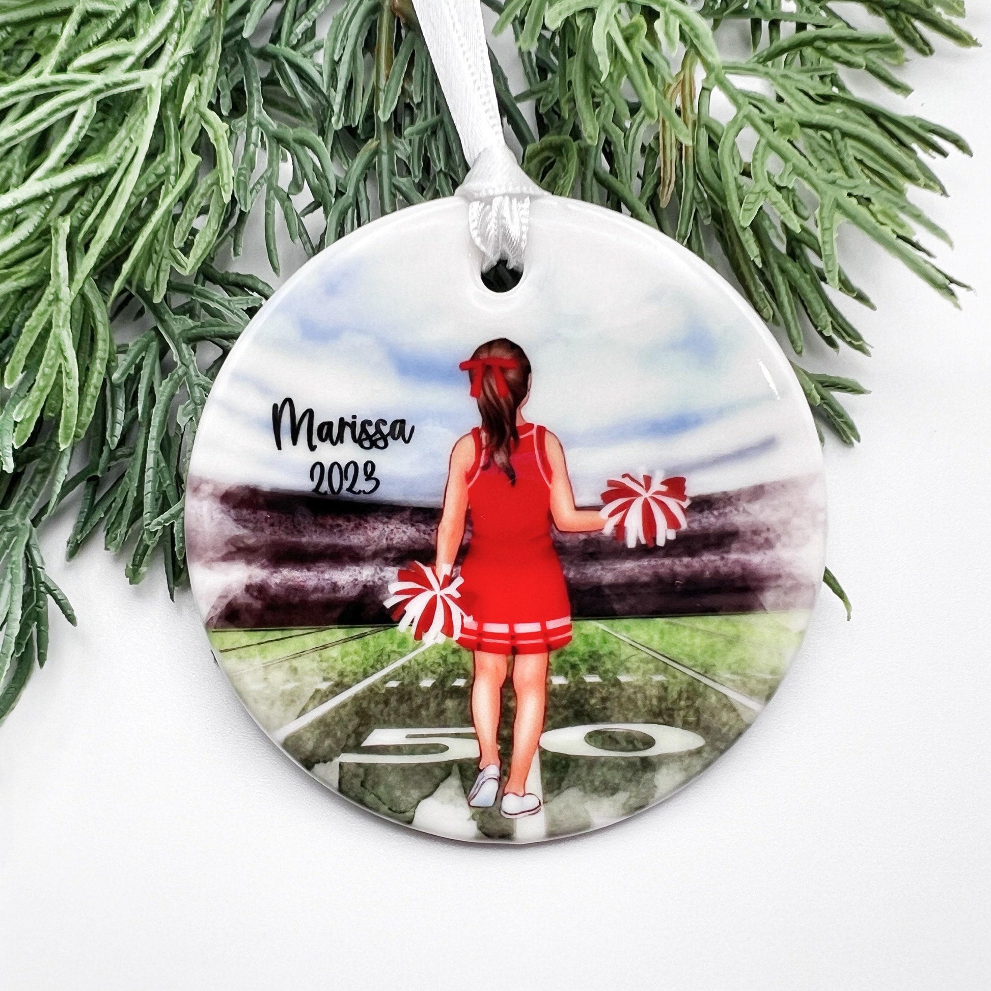 Cheerleader Ornament, Personalized Cheerleader Ornament for Girls, Team Colors