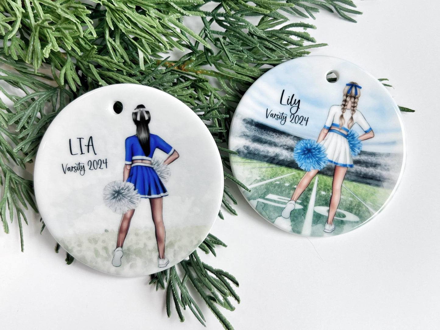 Teen Cheerleader Ornament, Personalized Cheerleader Ornament for Tween Girls, Team Colors