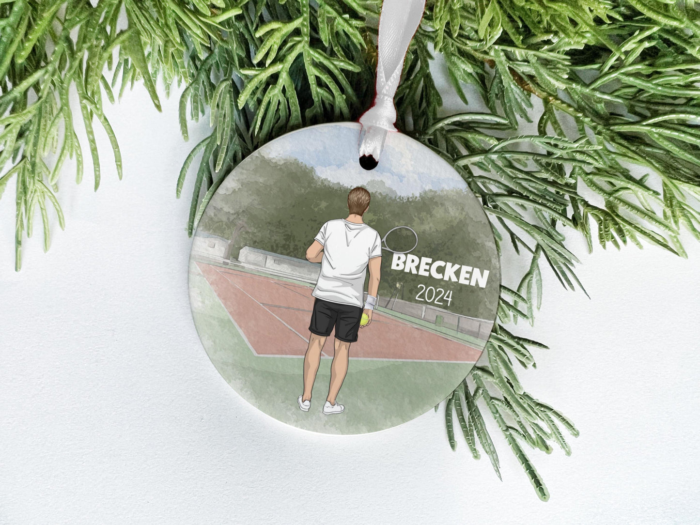 Boy Tennis Ornament, Personalized Tennis Player Ornament for Kids, Tennis Team Gift, Middle School Tennis