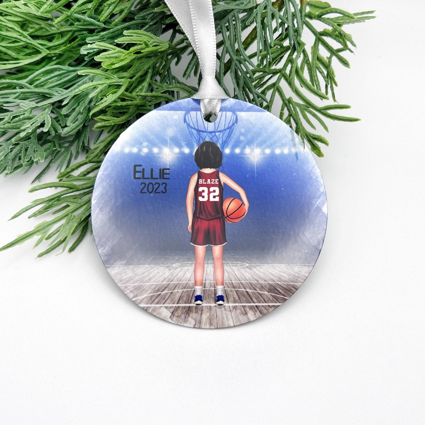 Boy Basketball Ornament, Personalized Basketball Ornament for Kids, Team Colors