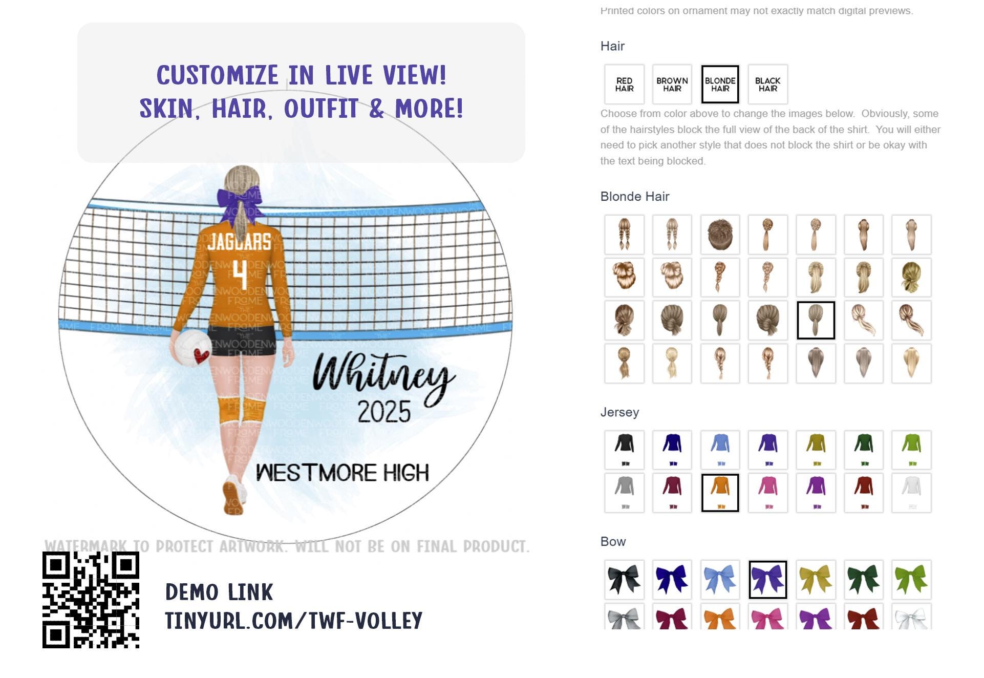Volleyball Ornament: Custom Player Design, Sports Gift for Girls & Teams