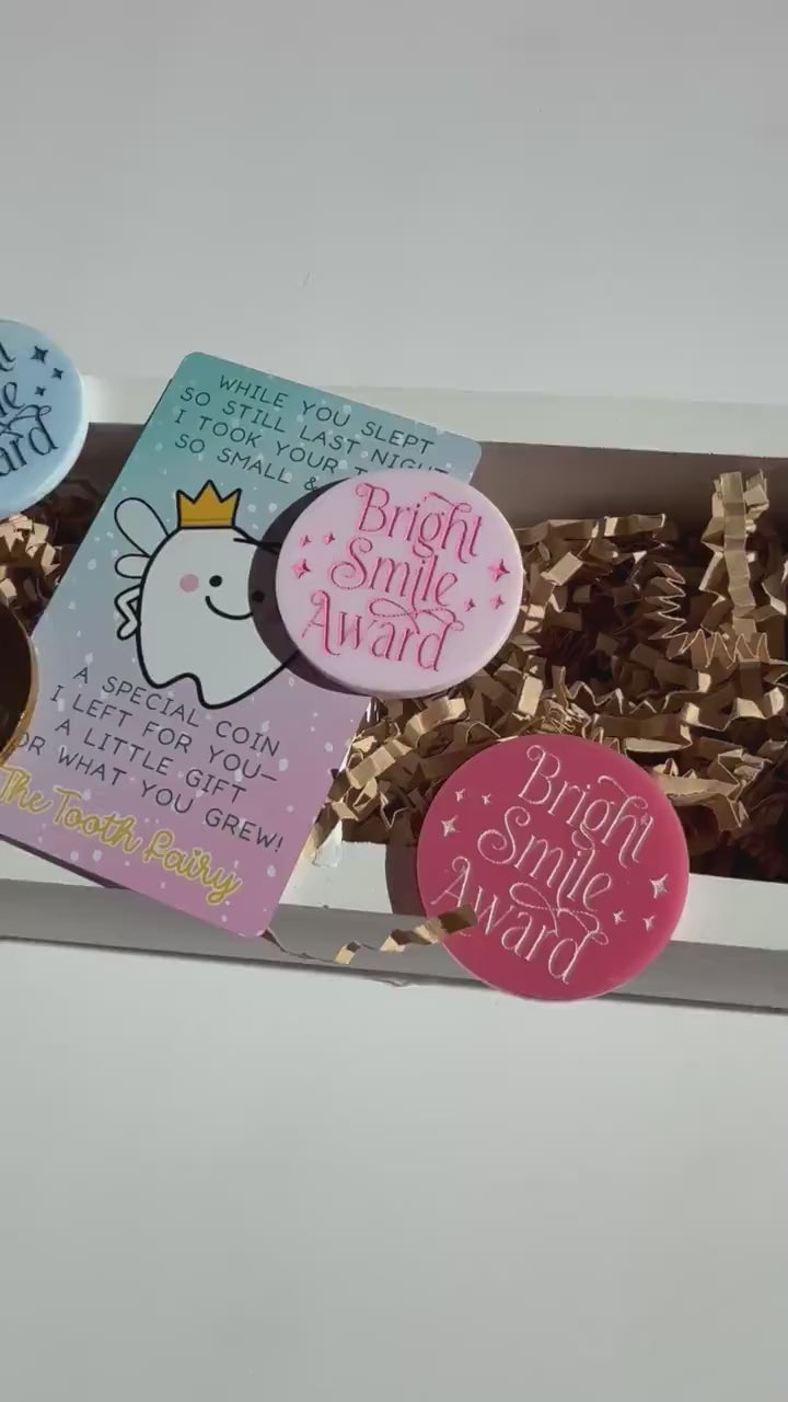 Tooth Fairy Coin & Poem Card – Customizable First Tooth Gift, Keepsake Tokens for Kids Lost Teeth