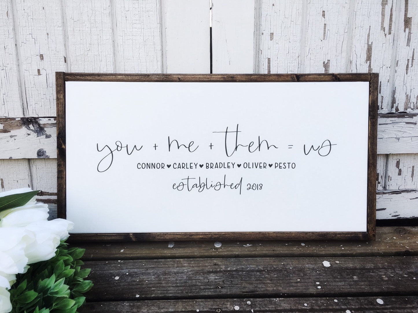 This Is Us, You Plus Me Name Sign for Blended Families, Adoptions and Weddings with Established Date, You + Me + Them = Us, Digital Download