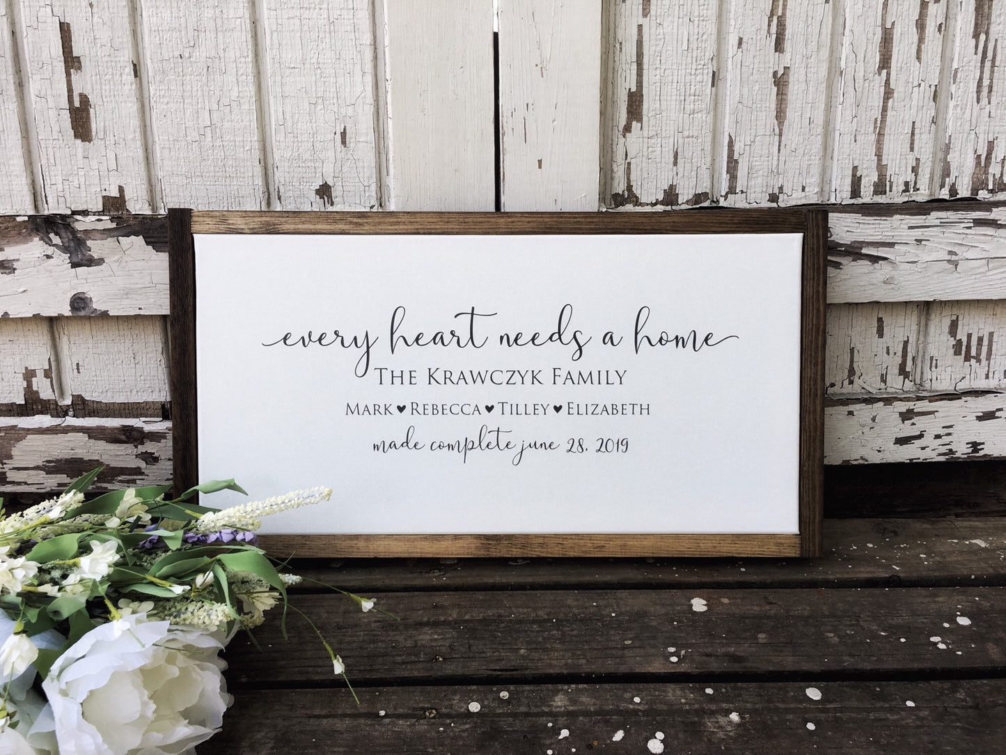 Personalized Adoption Gift, Every Heart Needs A Home, Family Name Sign for Weddings, Gotcha Day, Blended Families, This is Us