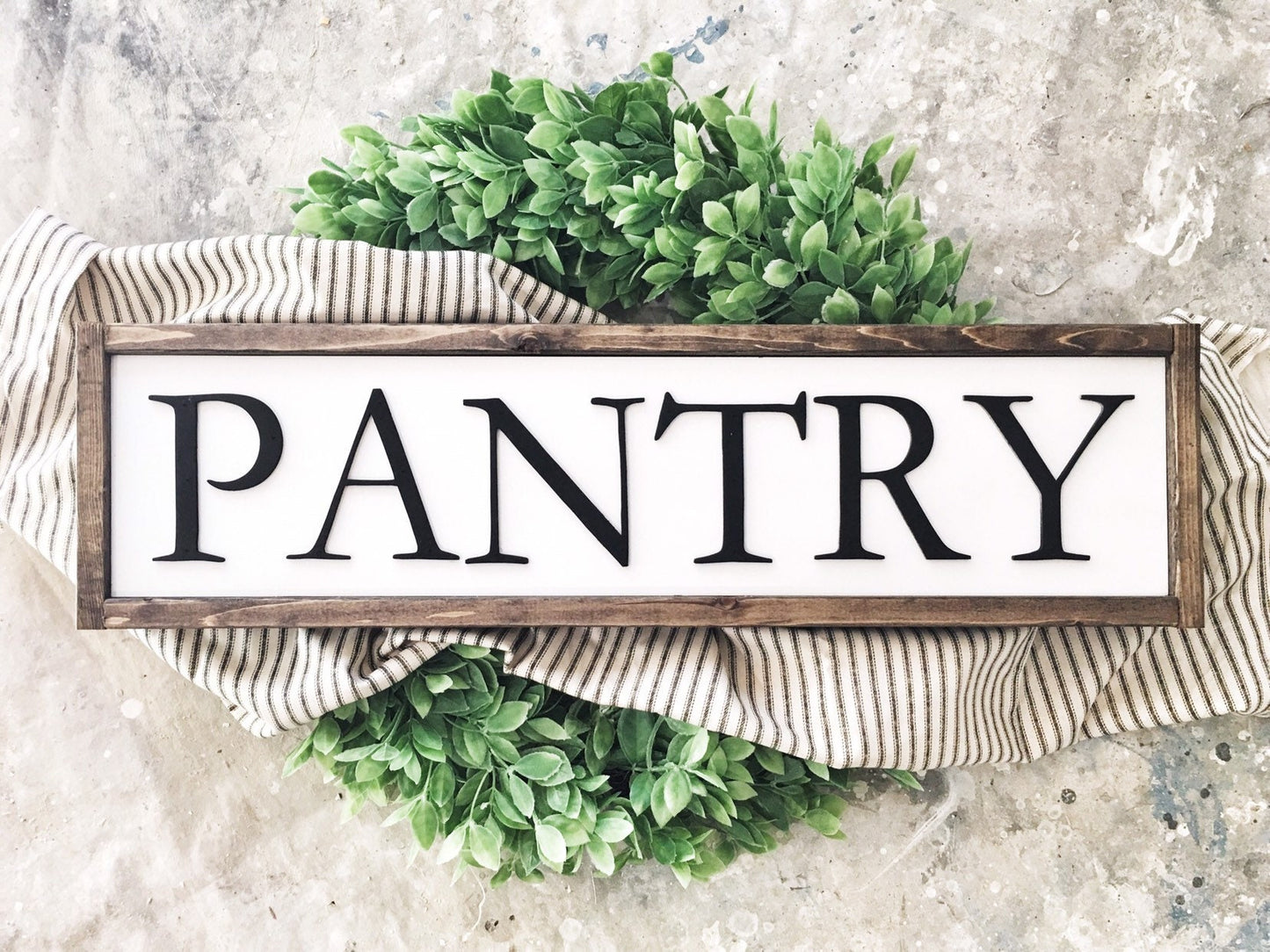 Kitchen Pantry Sign, Rustic Farmhouse Decor, 3D Raised Laser Letter, Simple Lettered Word Sign, Dry Goods Wall Door Accent, Framed Wood Sign