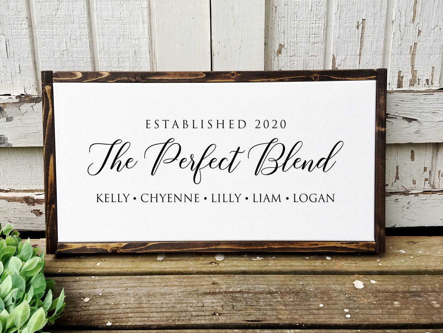 The Perfect Blend Sign, Personalized Blended Family Sign with Names, Mixed Family Sign, Established Date, Wedding Gift