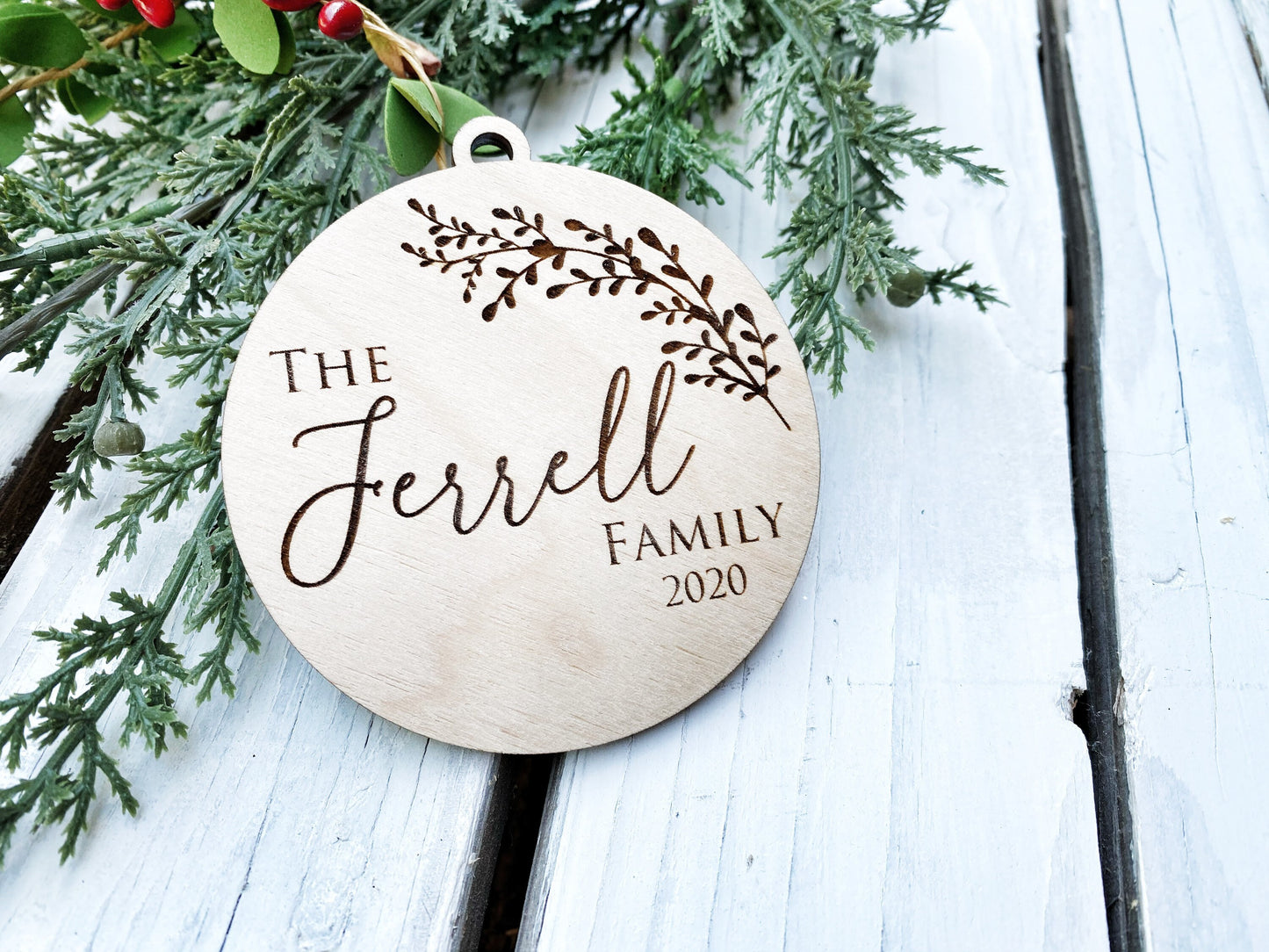 Family Last Name Ornament for 2021 Christmas Gift, Personalized Family Ornament, Laser Cut Engraved Wood, Marriage, Wedding, Engagement
