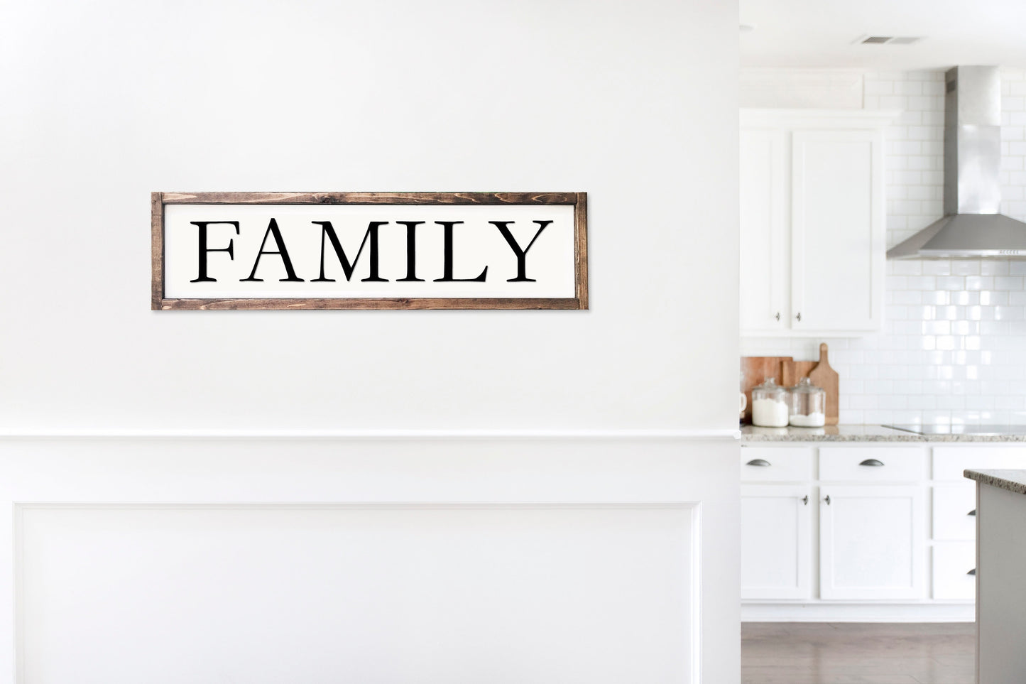 Family Sign, Rustic Farmhouse Decor, 3D Raised Laser Letter, Simple Lettered Word Sign, Living Room, New Family Gift