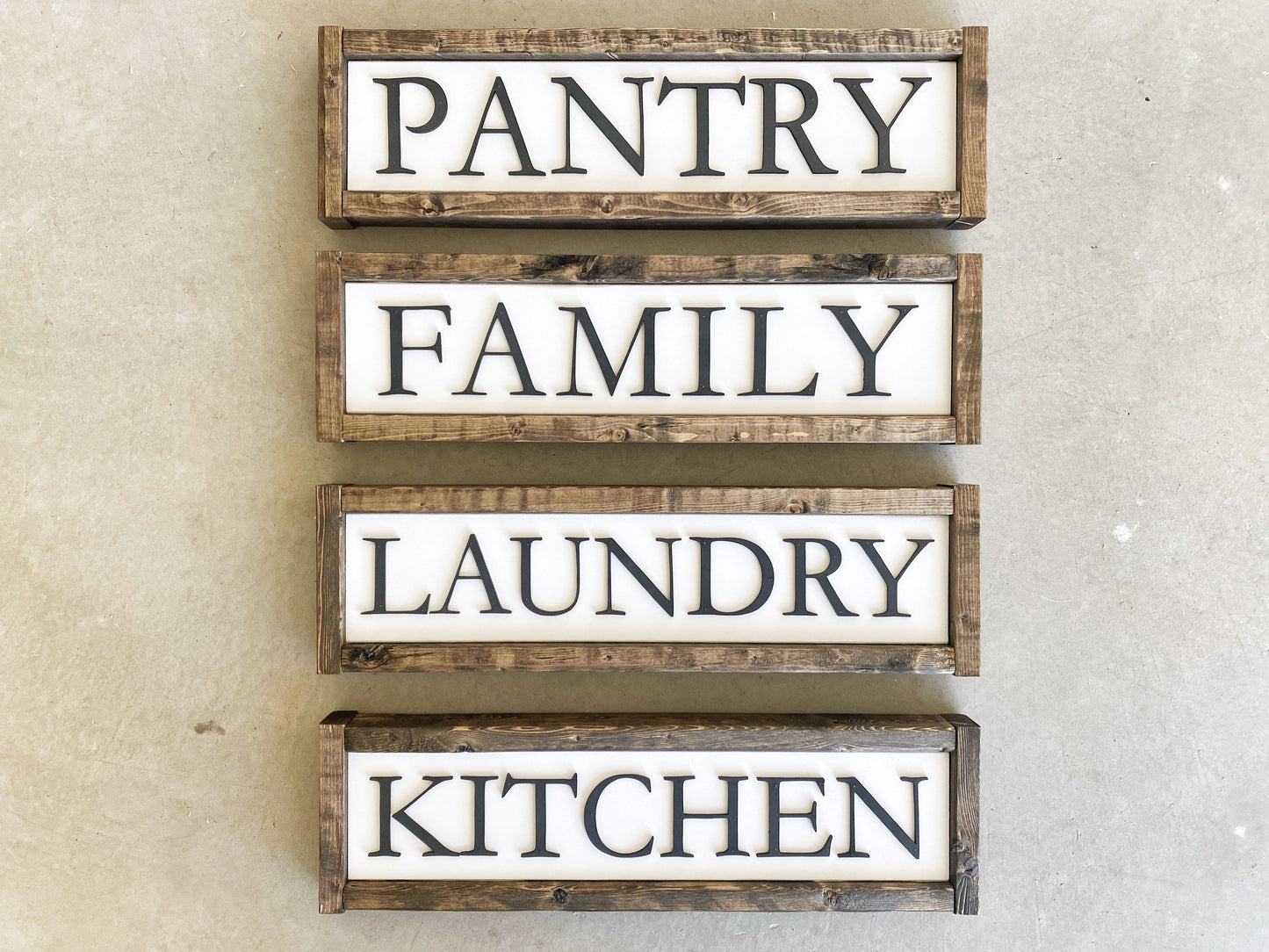 Laundry Sign, Rustic Farmhouse Decor, 3D Raised Laser Letter, Simple Lettered Word Sign, Wash Dry Fold, Framed Wood Sign