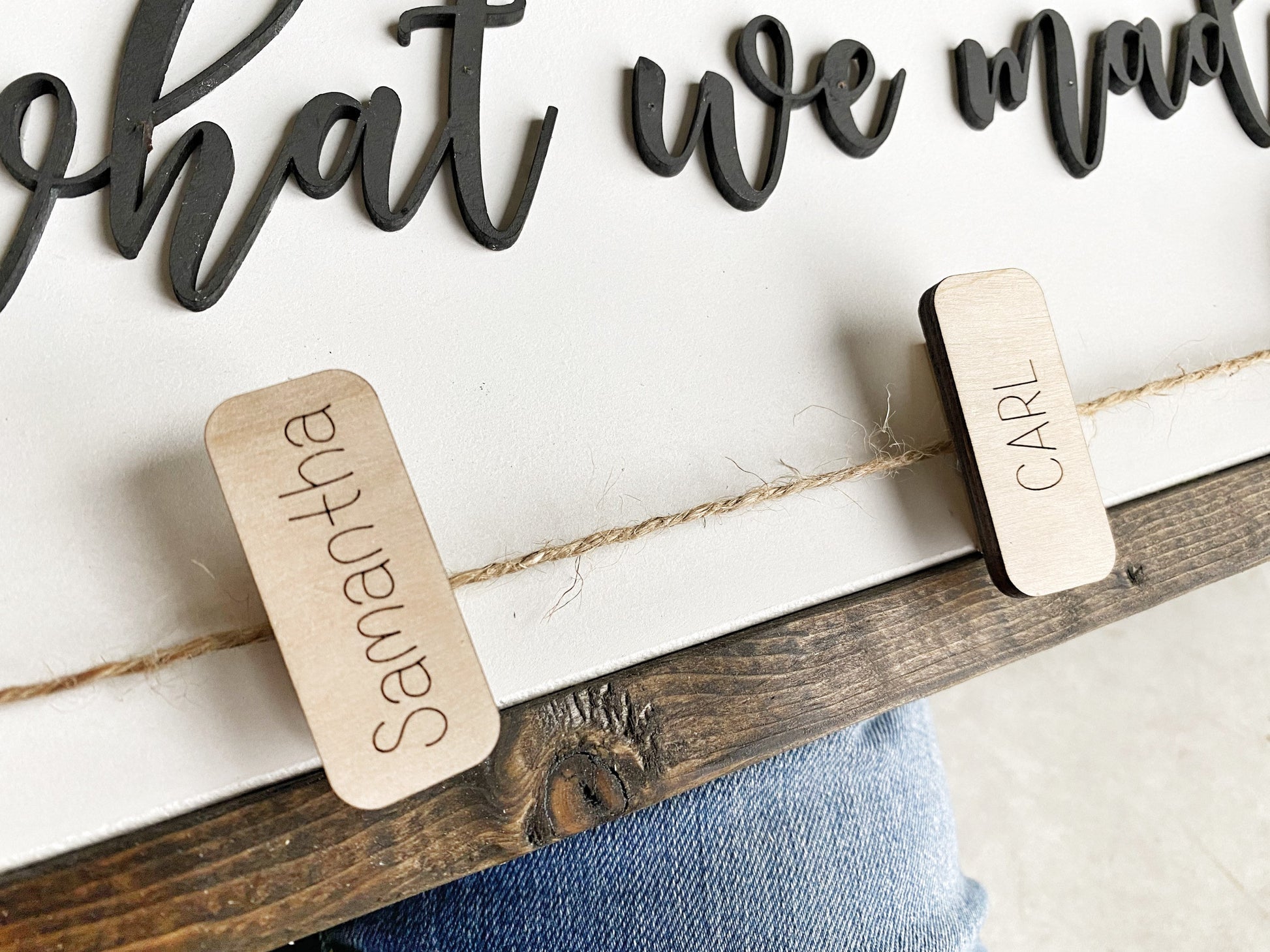 Look What We Made Sign with Personalized Clips for Children's Artwork, 3D Laser Cut Design