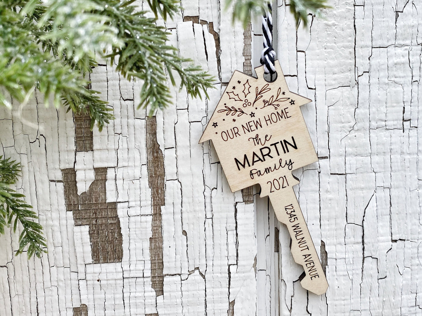 First Home Ornament, Personalized New Home Gift, Our First Christmas 2021, Wood Key Ornament, Realtor Closing Gift, First Home Gift