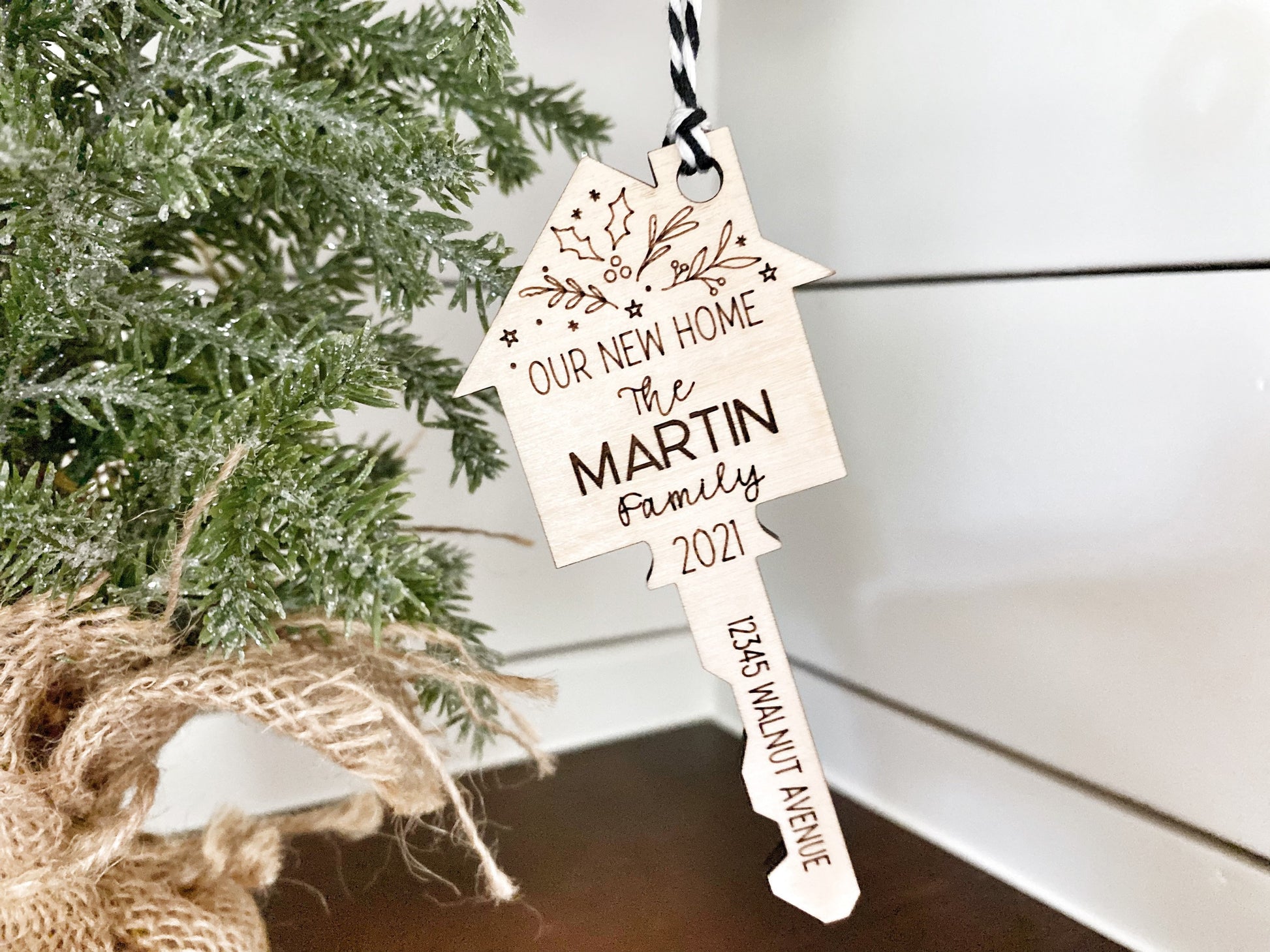 First Home Ornament, Personalized New Home Gift, Our First Christmas 2021, Wood Key Ornament, Realtor Closing Gift, First Home Gift