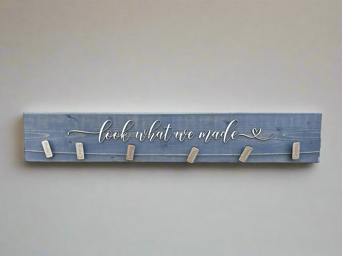 32” Look What I Made Artwork Display Board, Personalized Clips Kids Name, School Work Display Sign, Look What We Made, Vinyl or 3D Lettering