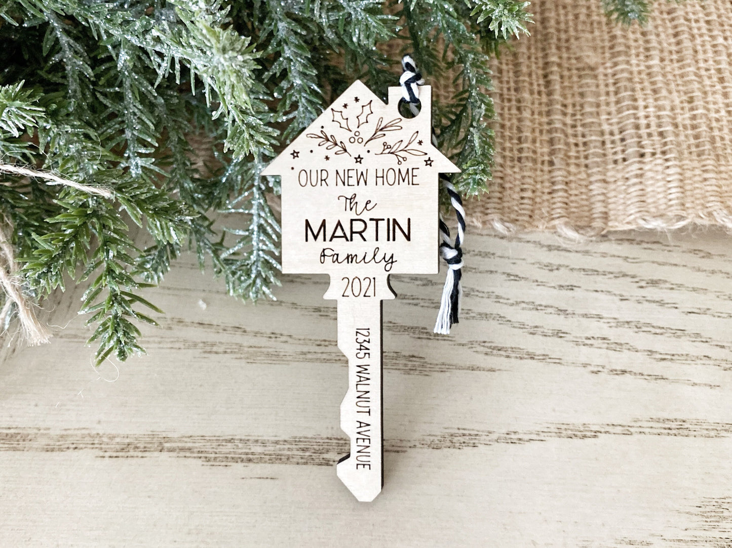 First Home Ornament, Personalized New Home Gift, Our First Christmas 2021, Wood Key Ornament, Realtor Closing Gift, First Home Gift