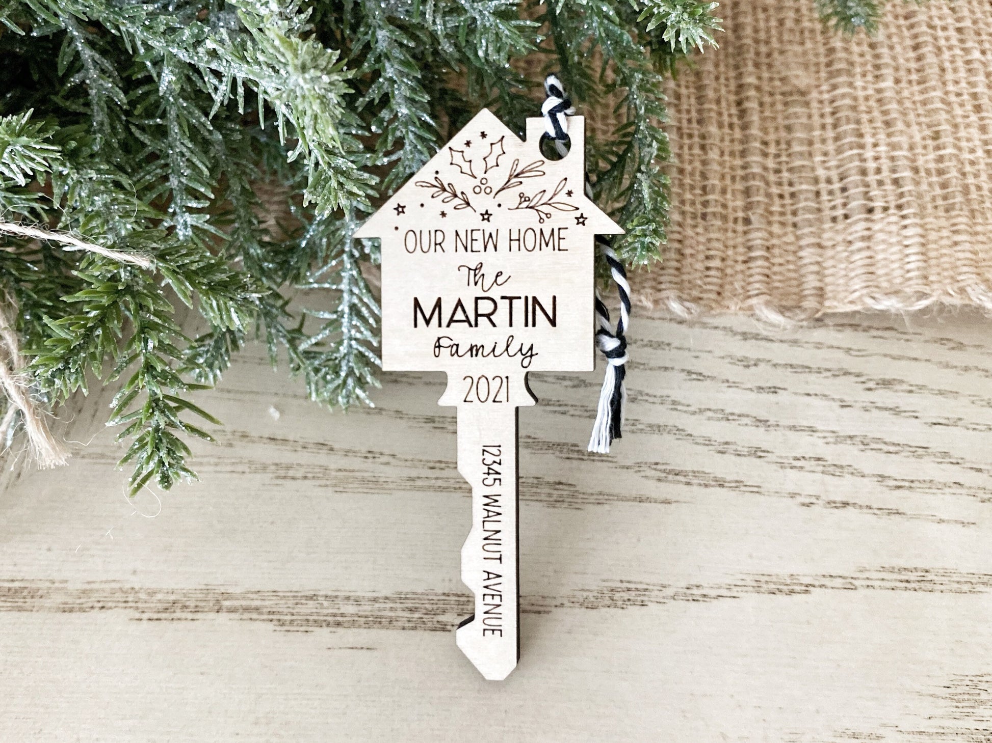 First Home Ornament, Personalized New Home Gift, Our First Christmas 2021, Wood Key Ornament, Realtor Closing Gift, First Home Gift