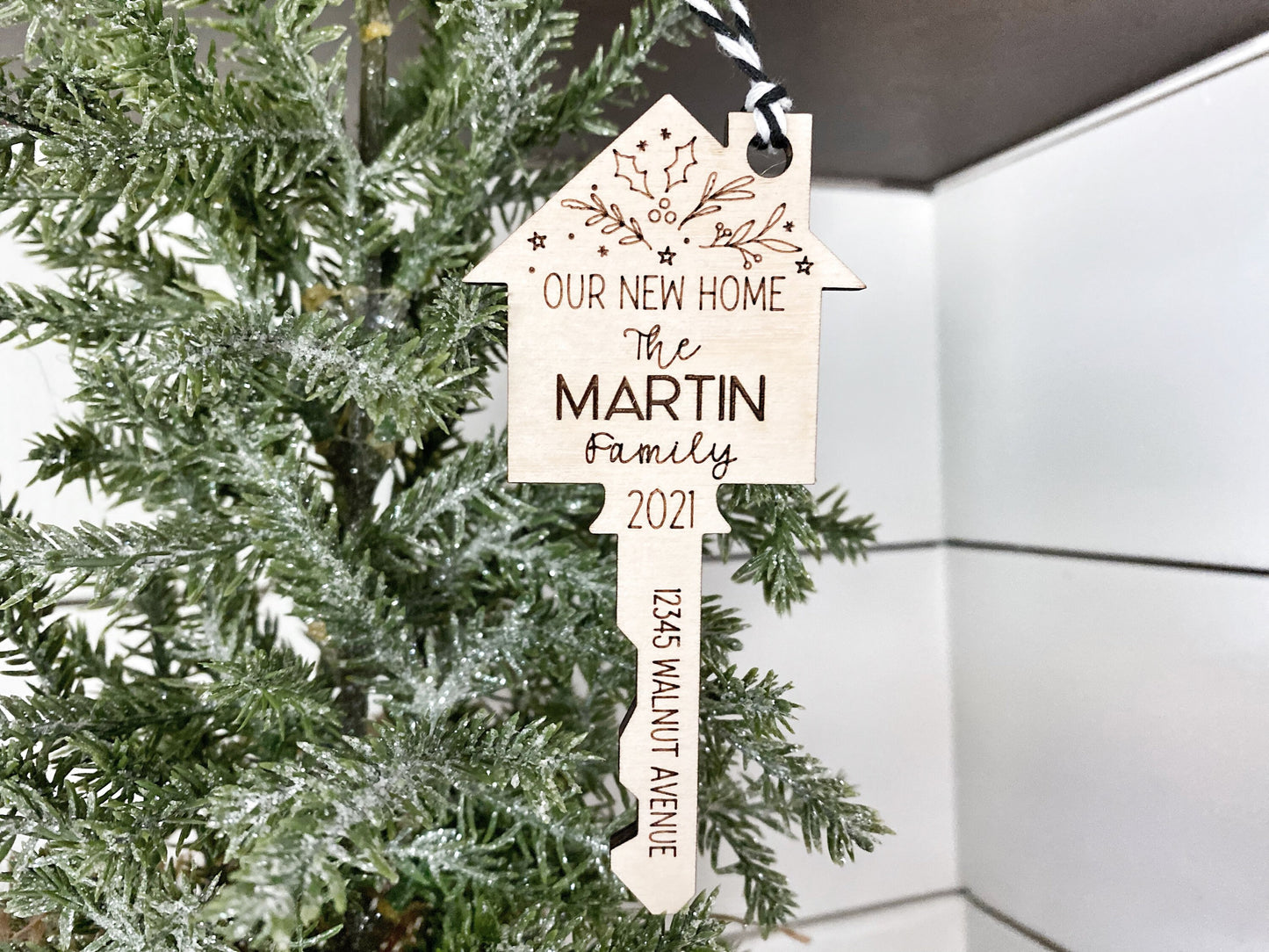 First Home Ornament, Personalized New Home Gift, Our First Christmas 2021, Wood Key Ornament, Realtor Closing Gift, First Home Gift