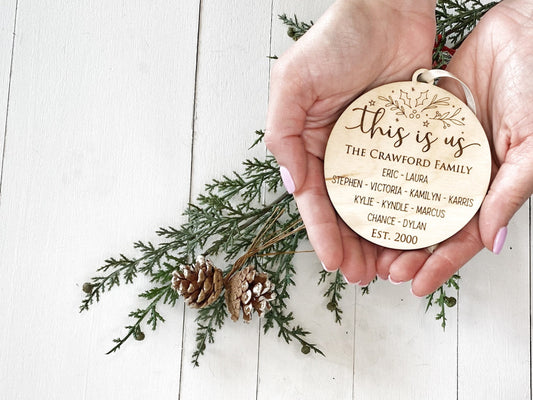 This is us, Family Ornament 2022 Personalized with Names, Great gift for adoption or blended families first Christmas
