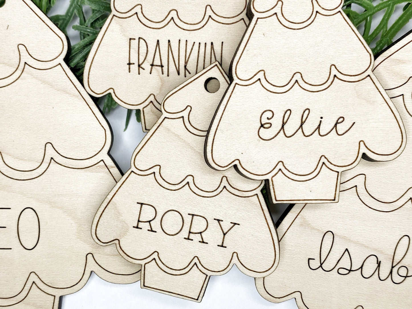 Personalized Ornament, Christmas Tree DIY Ornament Kit with First Name and Year Engraved on Wood, Made Shipped USA