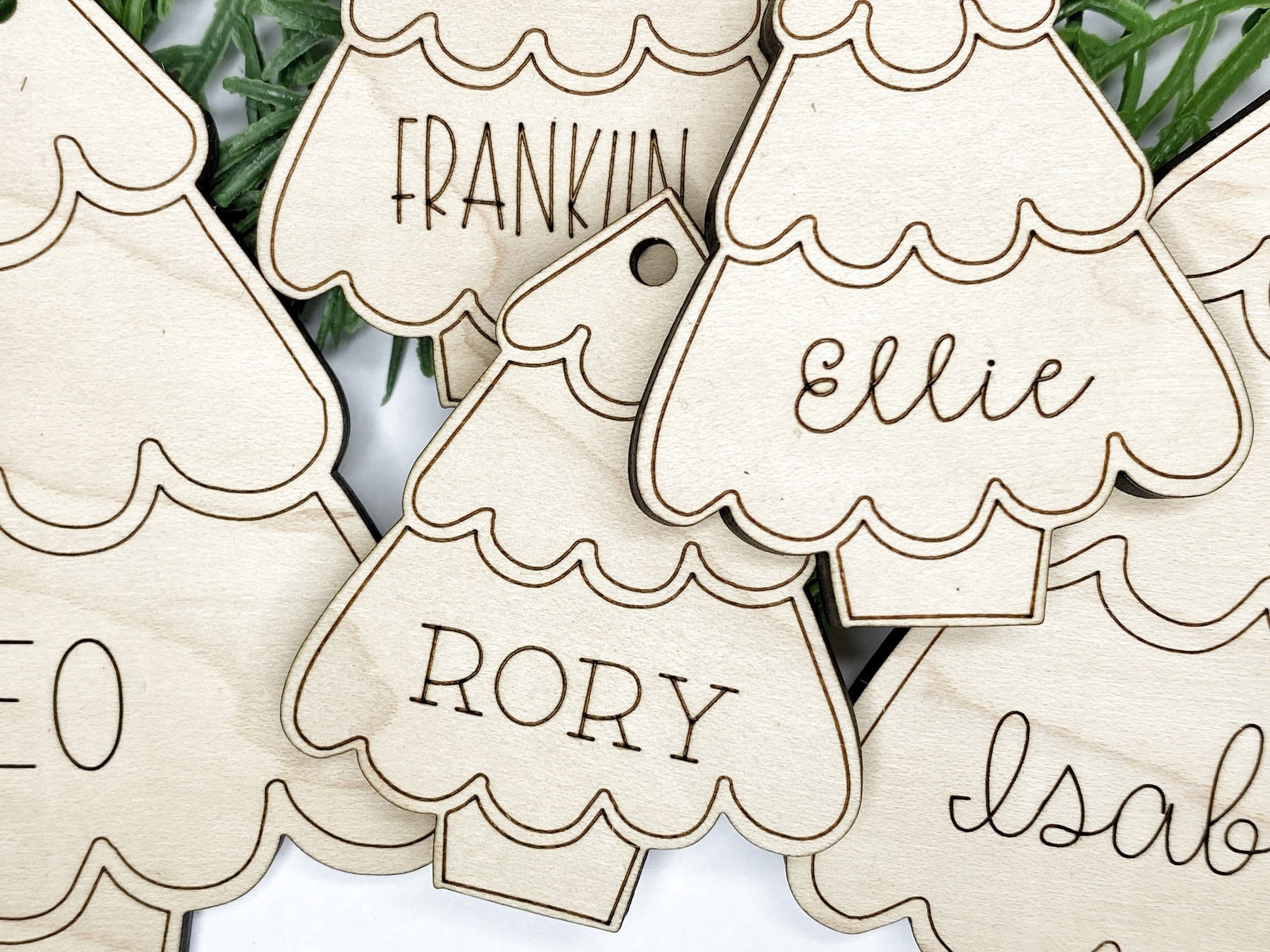 Personalized Ornament, Christmas Tree DIY Ornament Kit with First Name and Year Engraved on Wood, Made Shipped USA