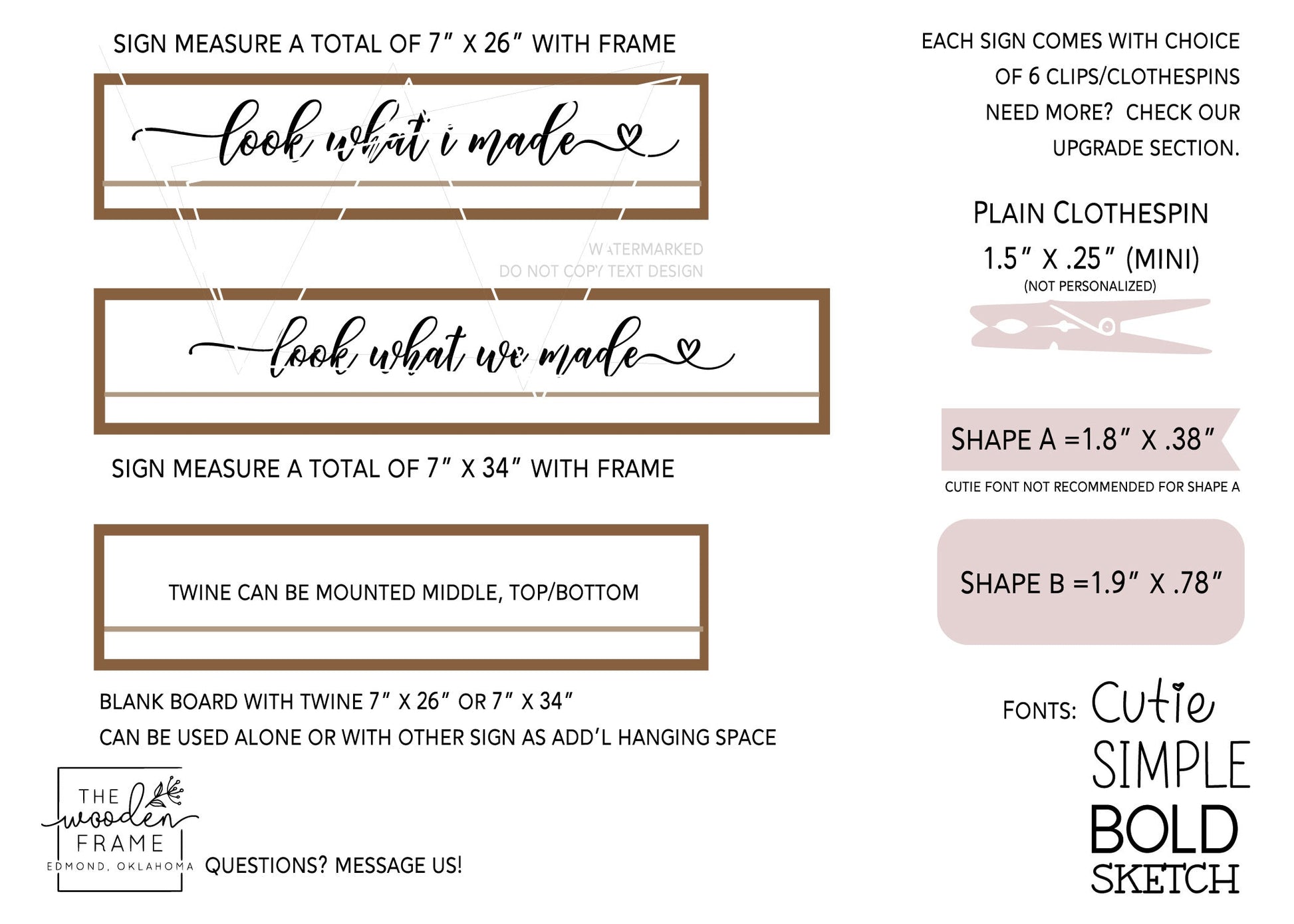 Look What We Made Sign with Personalized Clips for Children's Artwork, 3D Laser Cut Design