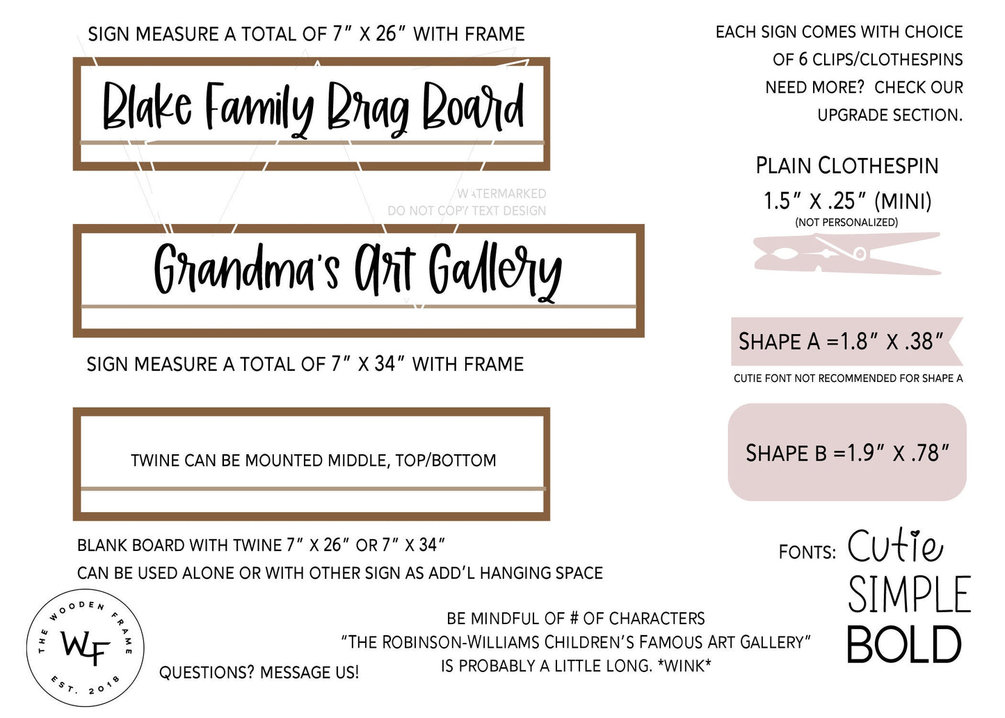 Family Brag Board, Personalized Art or Photo Display for Families, Clips with Names, Playroom Decor, Entryway Sign,