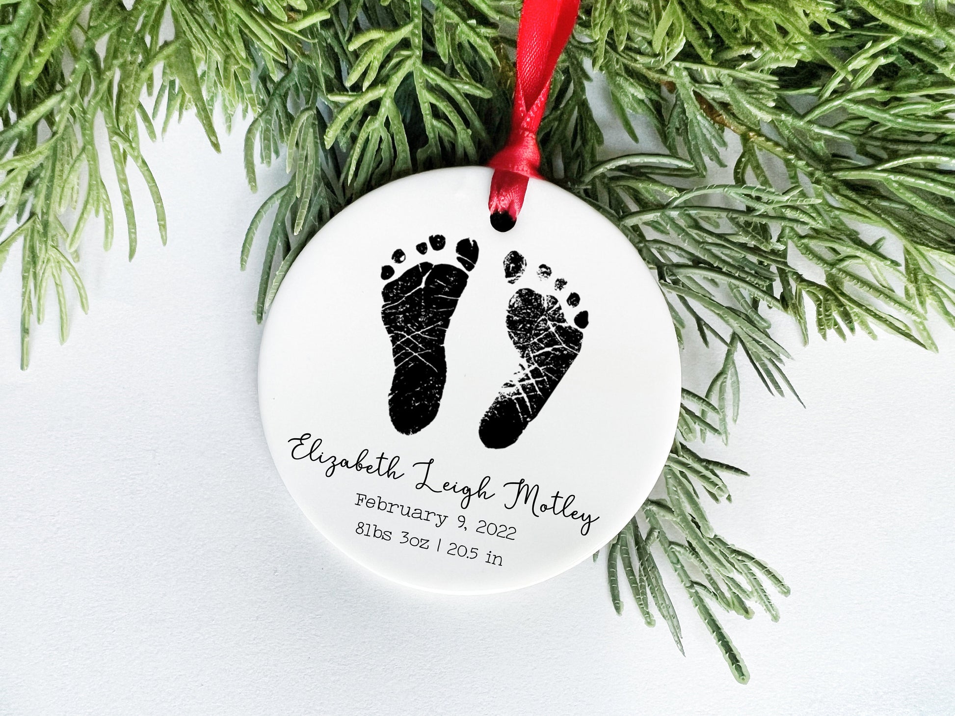 Baby Feet Ornament, Baby's First Christmas, Hospital Footprint Ornament