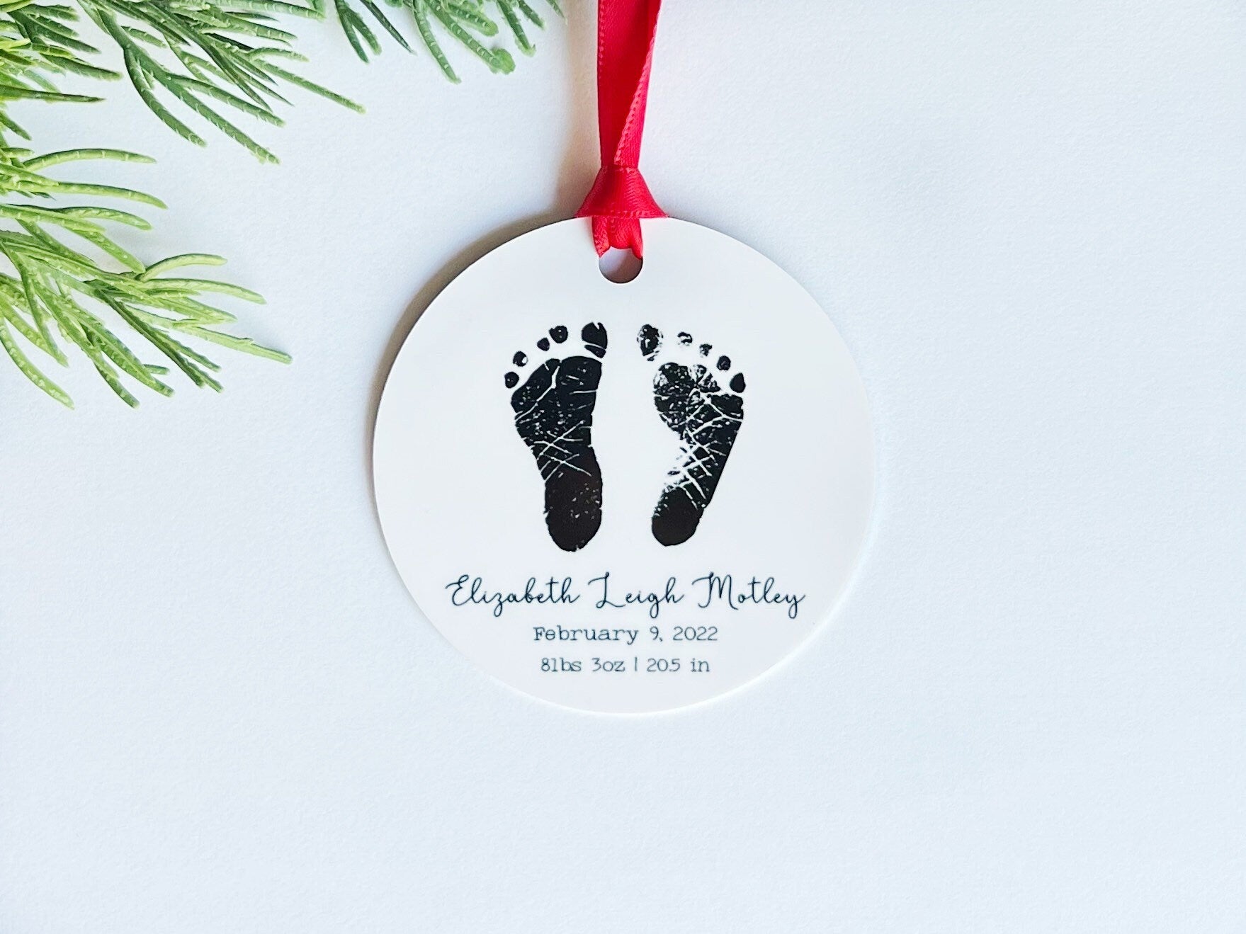 Baby Feet Ornament, Baby's First Christmas, Hospital Footprint Ornament