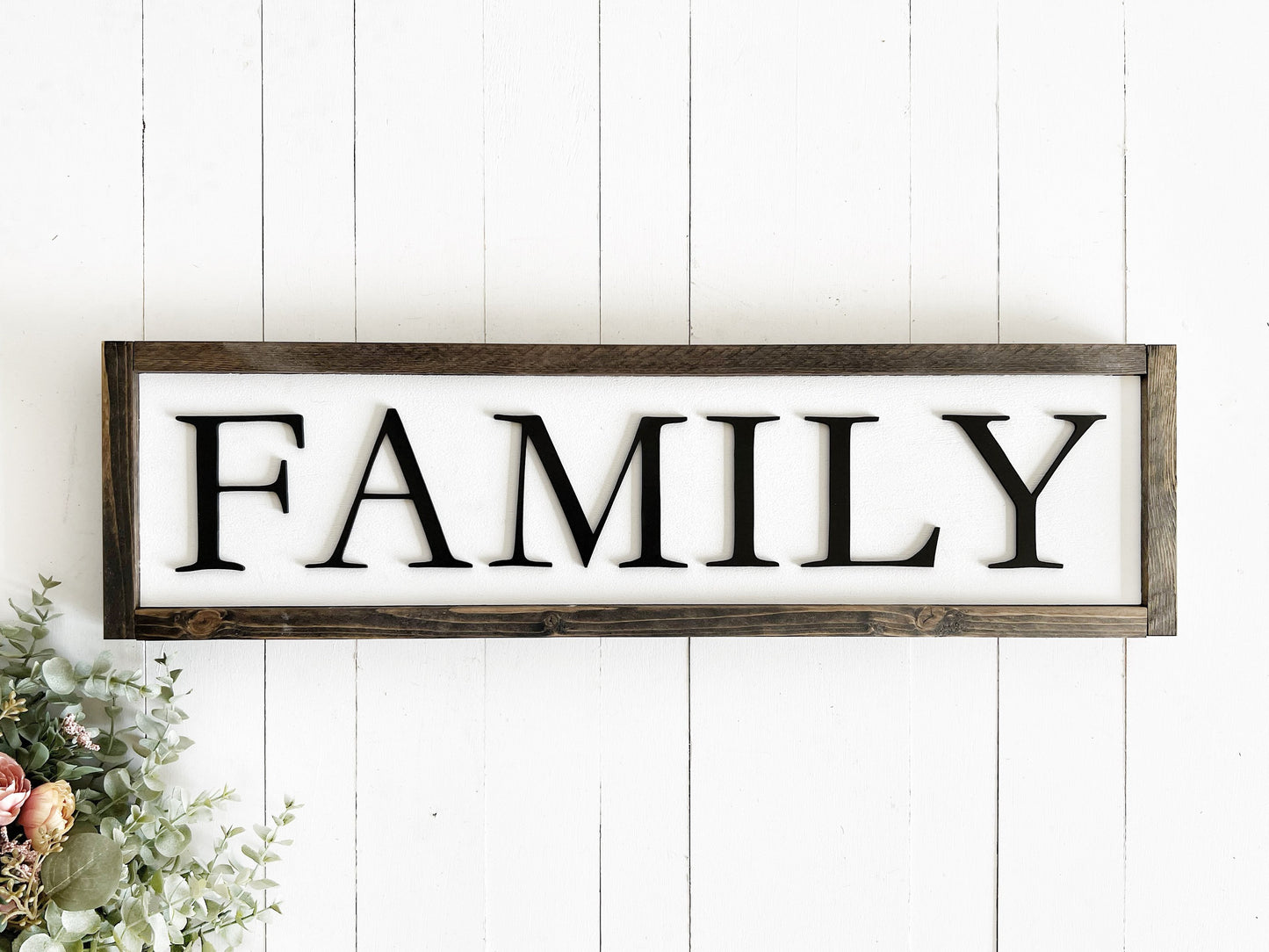 Family Sign, Rustic Farmhouse Decor, 3D Raised Laser Letter, Simple Lettered Word Sign, Living Room, New Family Gift