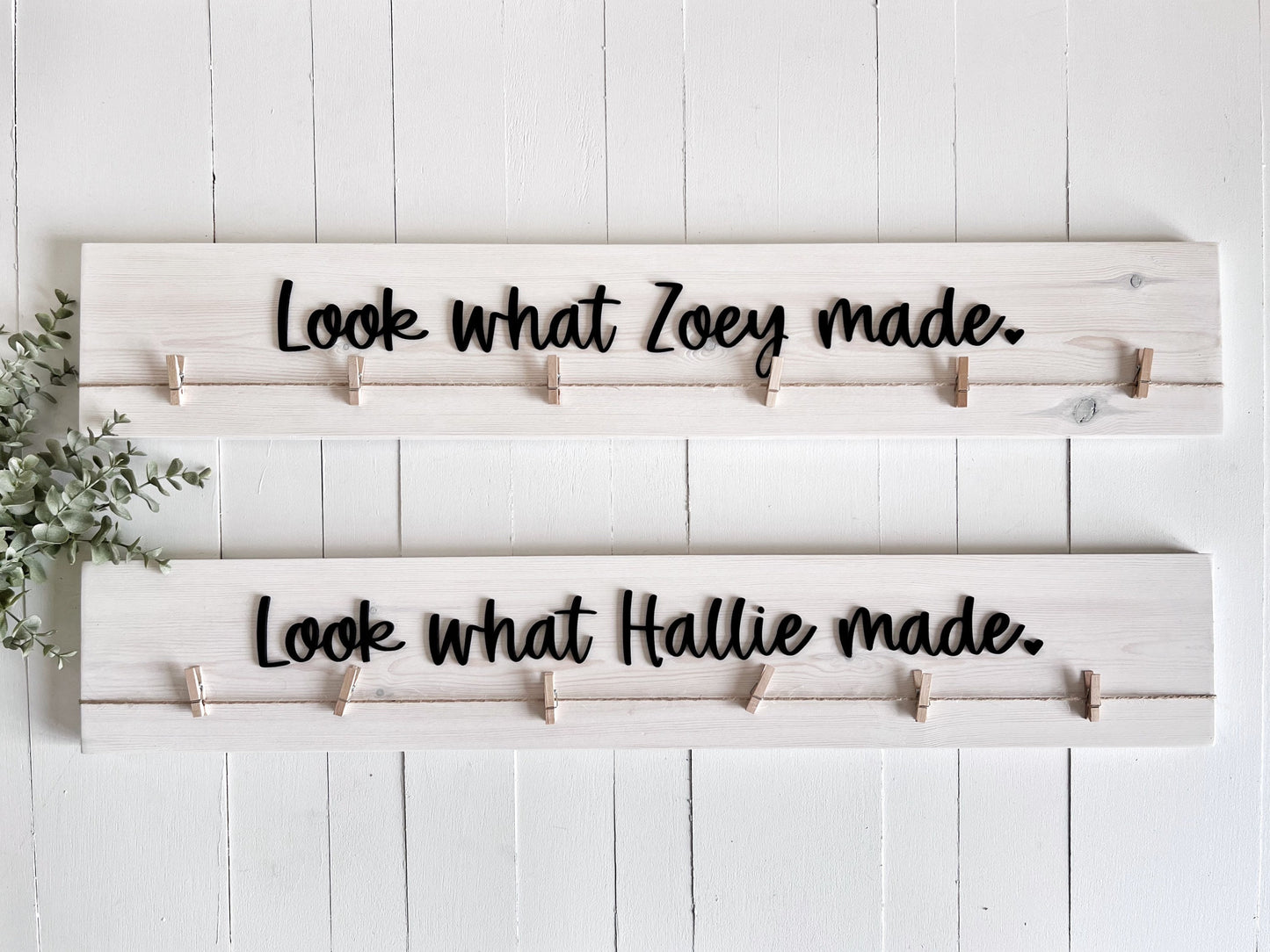Gift for Mom, Look What I Made Artwork Display Board for Kids with Personalized Name or Hanging Clips