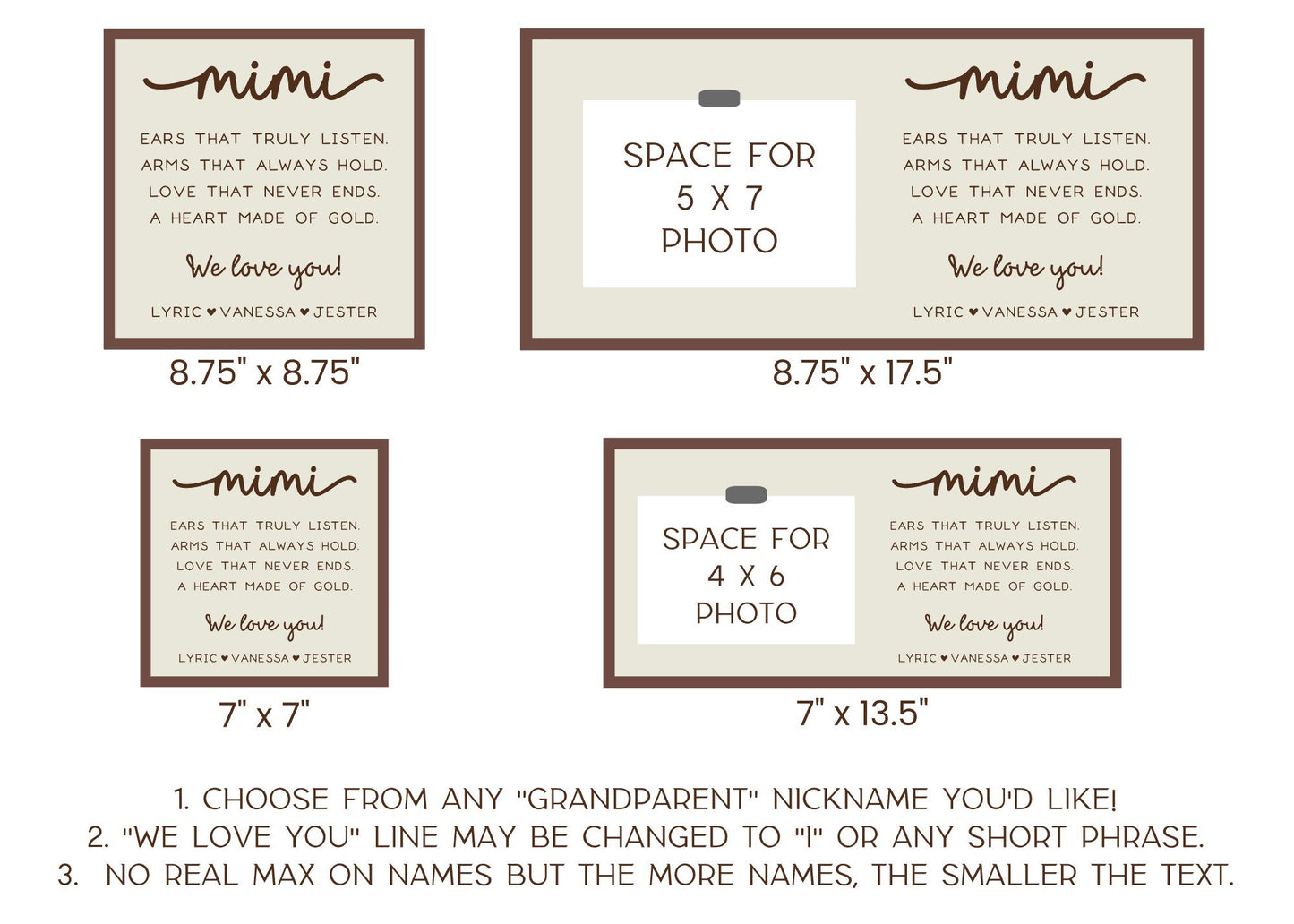 Grandma Photo Frame from Grandkids, Grandma Grandpa Picture Holder, Customized Grandparents Sign