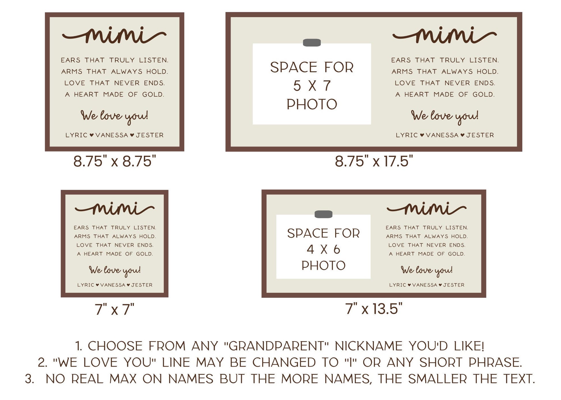 Grandma Photo Frame from Grandkids, Grandma Grandpa Picture Holder, Customized Grandparents Sign