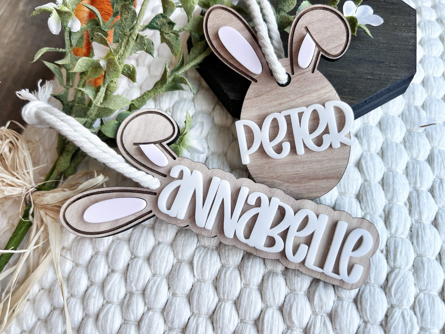 Easter Basket Tag, Bunny Ear Name Tag, Bunny Basket Tag, Easter Name Tag, Easter Basket Decor