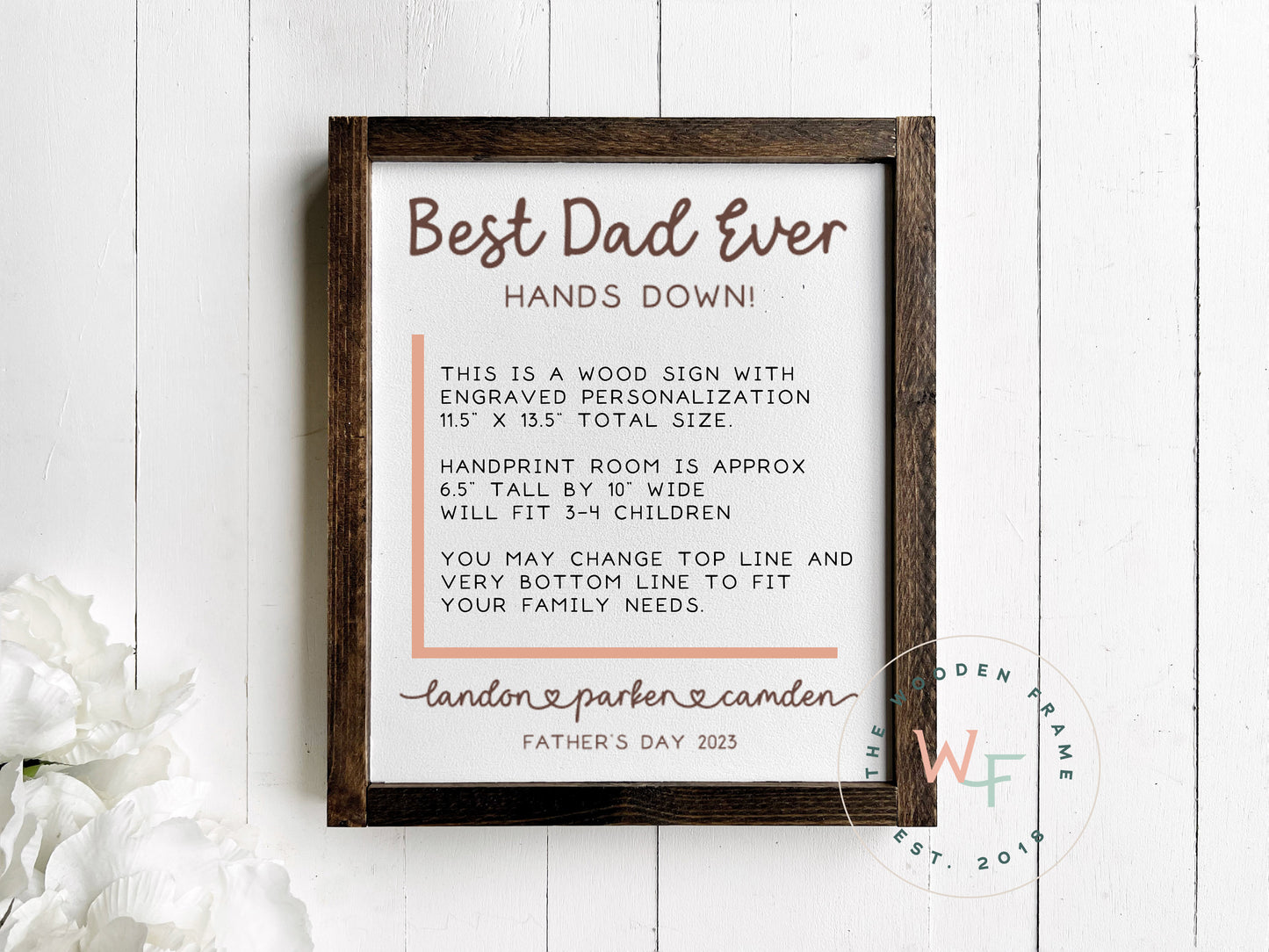 Handprint Sign for Mom, Custom Mothers Day Gift from Kids, Best Mom Ever Hands Down Sign