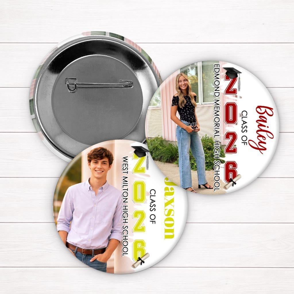 Custom Graduation Pin – Senior Graduate Photo Brag Button | Class of 2026 Keepsake