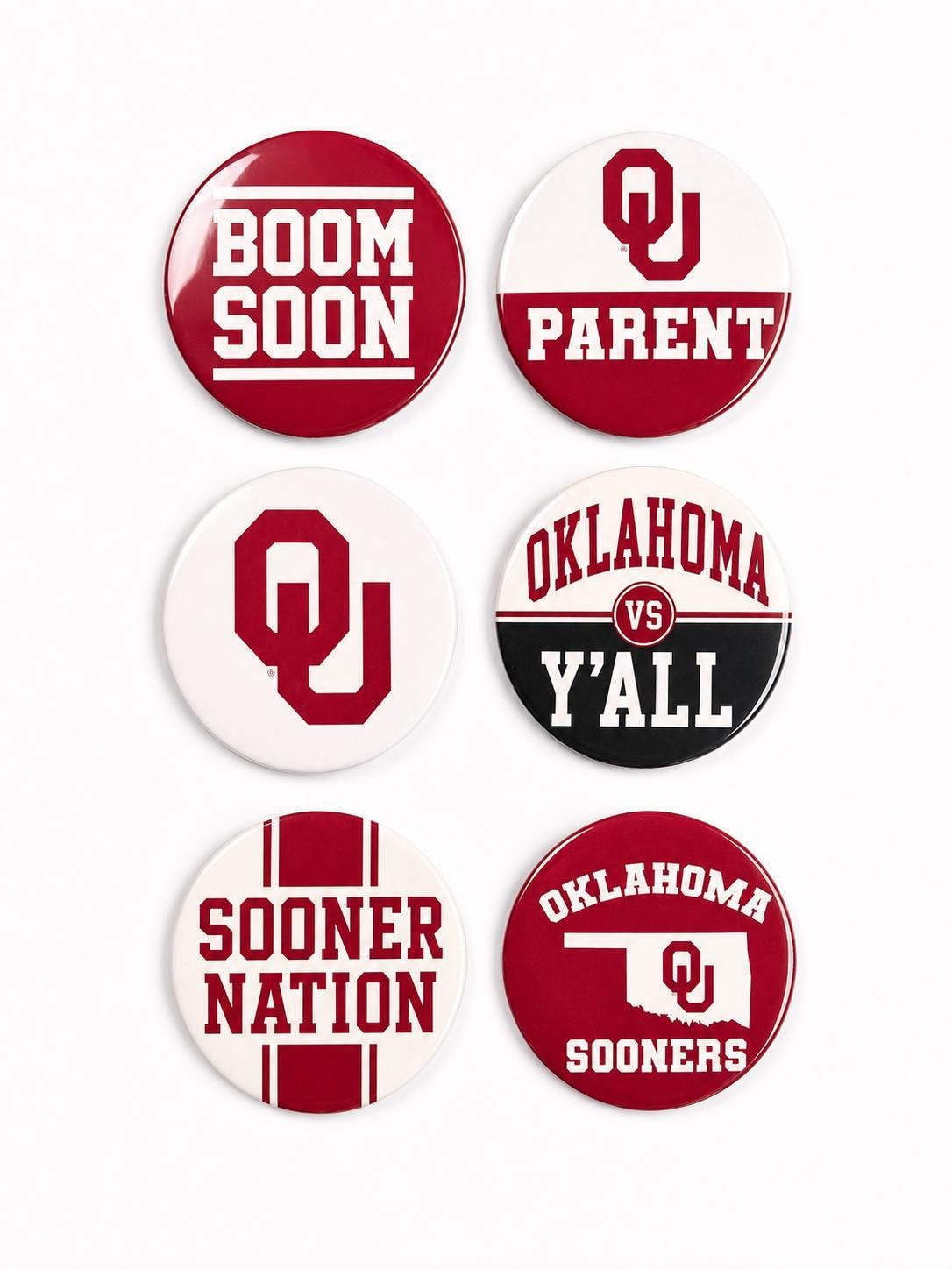 OU Sooners Gameday Buttons | Officially Licensed University of Oklahoma Pins | OU Mom Dad Mimi Parent & Graduation Gifts