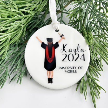 Custom Graduation Ornament – Personalized Cap, Gown, Tassel & Hairstyle for High School, College, or Masters