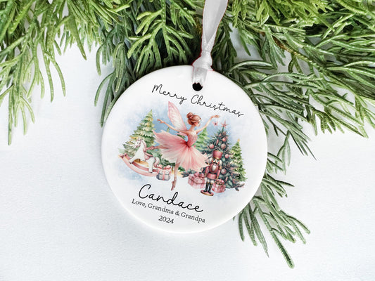 Personalized Ballet Ornament for Granddaughter – Pink Fairy Nutcracker Gift