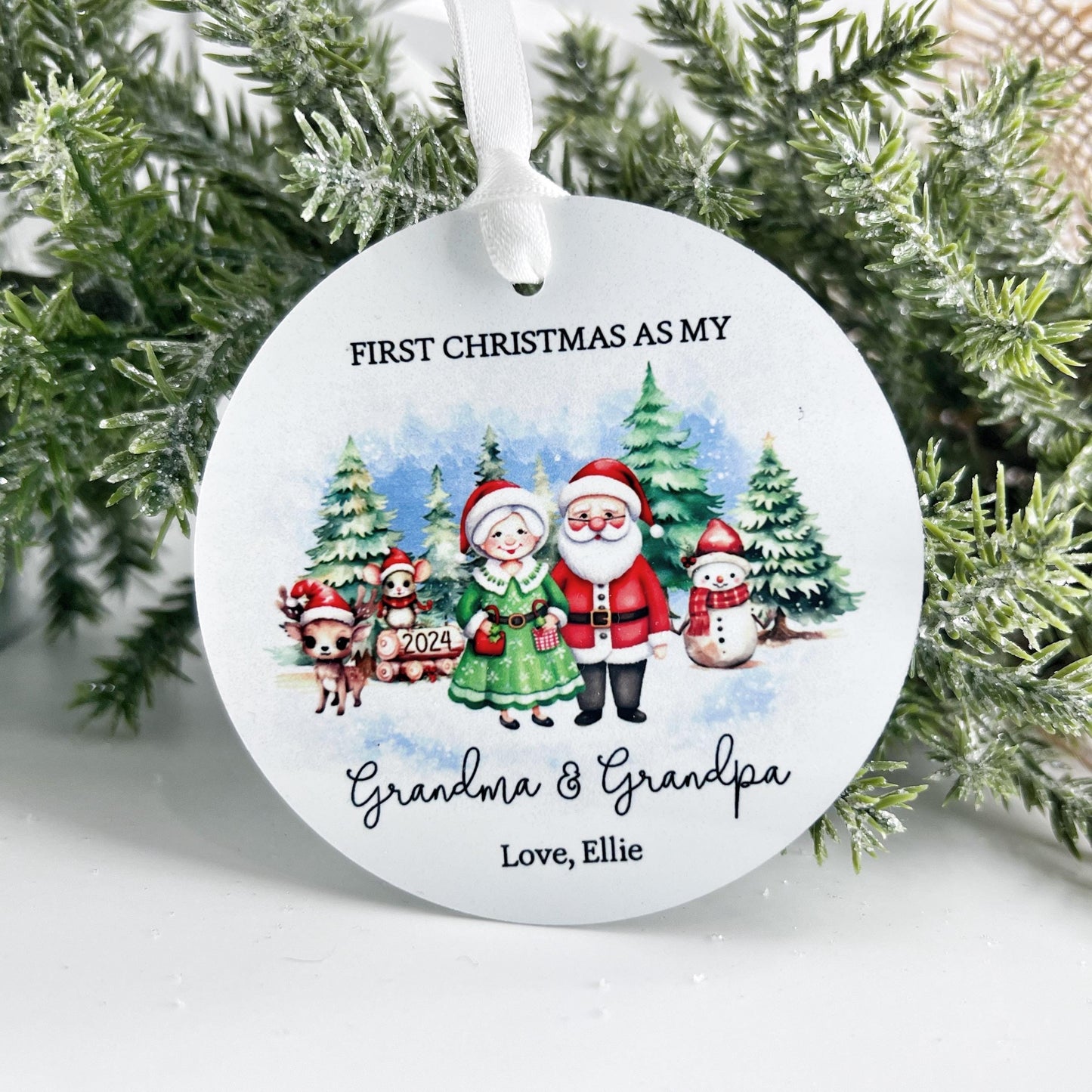 First Christmas as Grandma and Grandpa Ornament – Baby’s First Christmas Gift for Grandparents