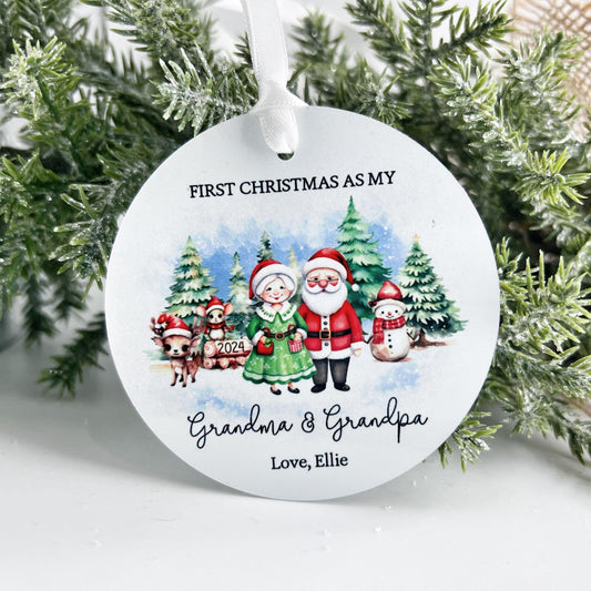 First Christmas as Grandma and Grandpa Ornament – Baby’s First Christmas Gift for Grandparents