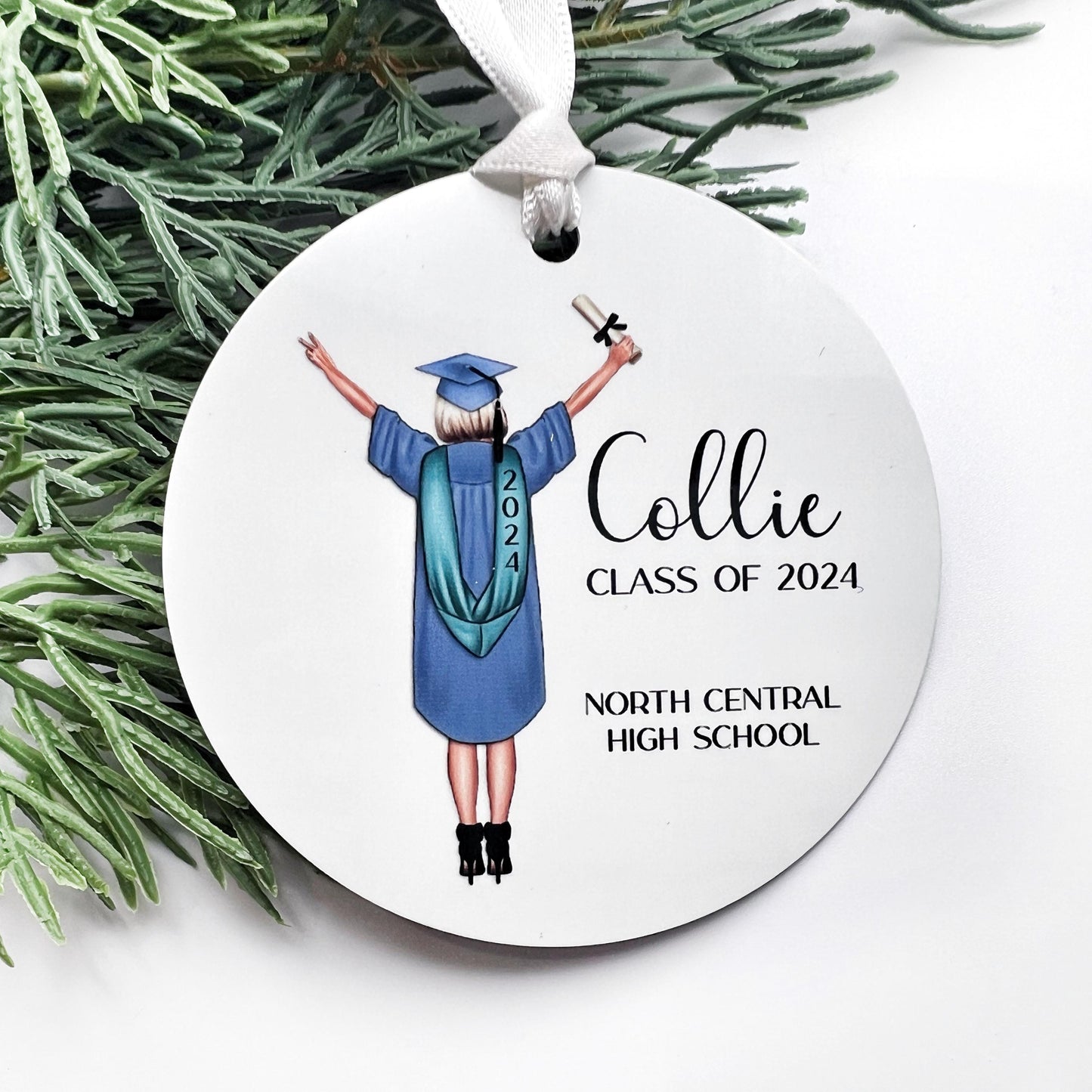 Custom Graduation Ornament – Personalized Cap, Gown, Tassel & Hairstyle for High School, College, or Masters