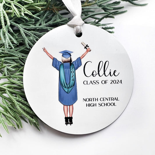 Custom Graduation Ornament – Personalized Cap, Gown, Tassel & Hairstyle for High School, College, or Masters