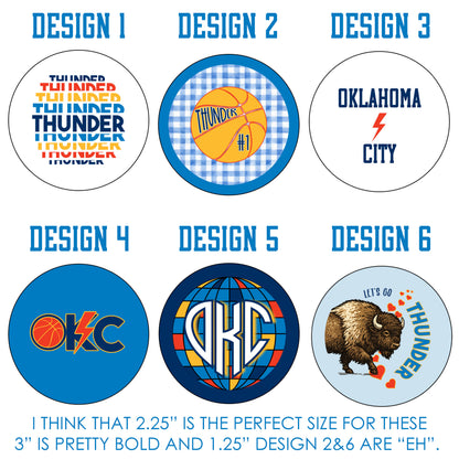 Blue & Orange Basketball Spirit Button – Custom Oklahoma City Fan Pinback Badge – 1.25", 2.25" or 3"