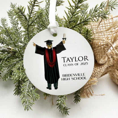 Custom Graduation Ornament – Personalized Cap, Gown, Tassel & Hairstyle for High School, College, or Masters