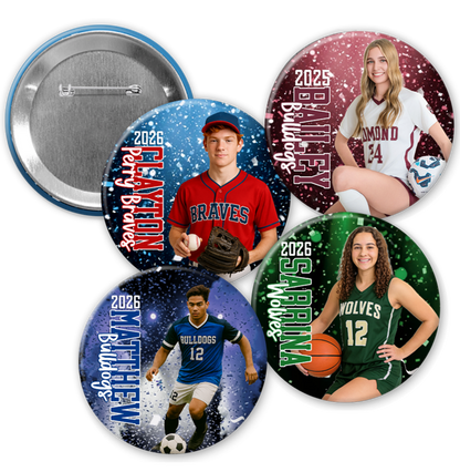 Custom Sports Photo Button – Personalized Athlete Button for Press Day & Vanity Photos