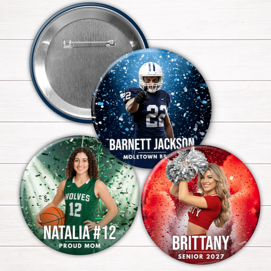 Custom Photo Button | Personalized Pinback for Sports, School & Graduation