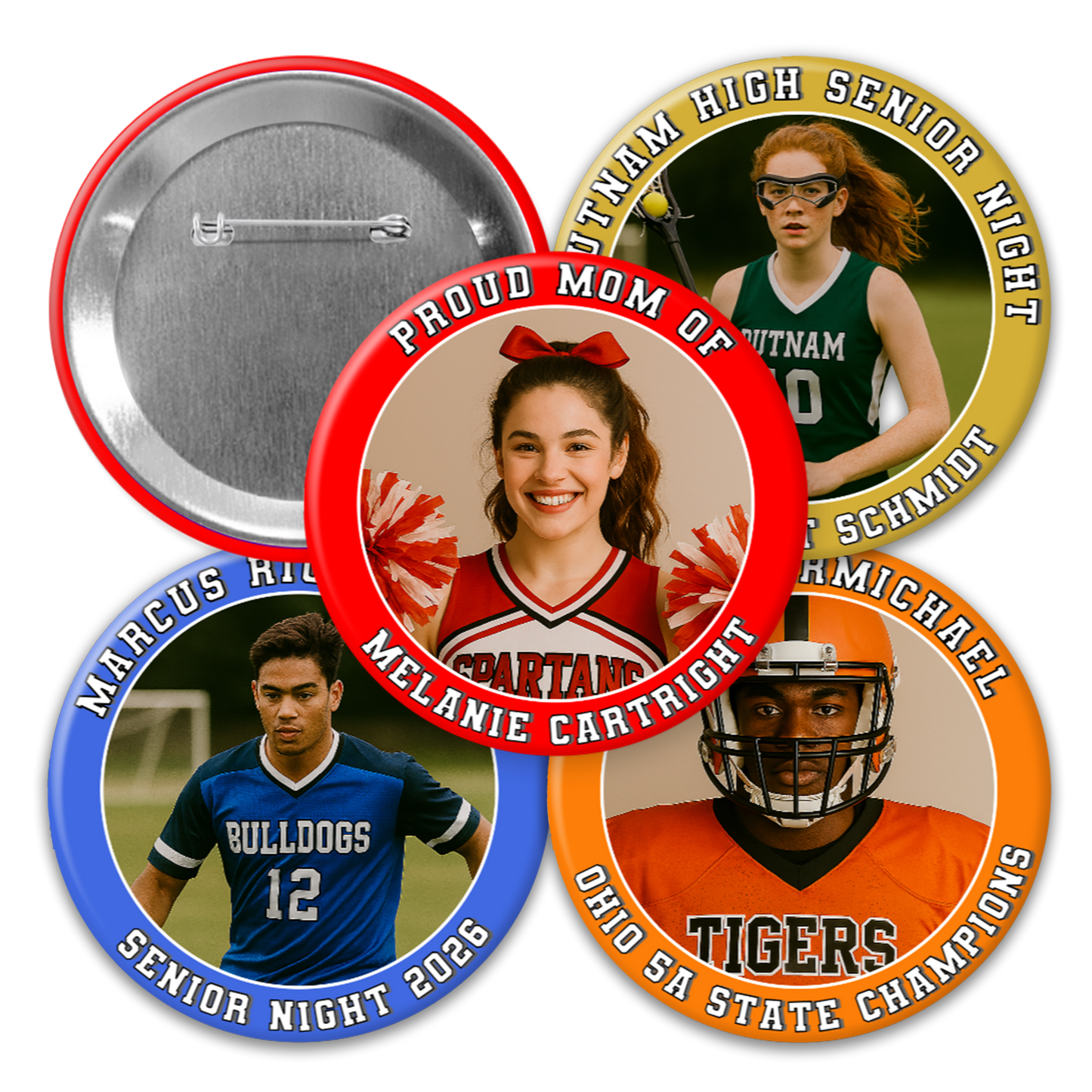 Custom Photo Button with Border & Text – Personalized Pinback Button for Events, Teams, Gifts – 3" or 2.25"