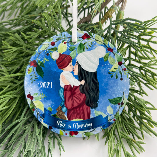 Mother & Son Christmas Ornament – Personalized Gift for Mom and Baby