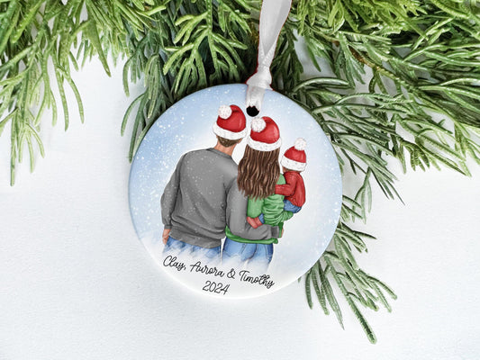Personalized Family of 3 Christmas Ornament – Baby’s First Holiday Keepsake