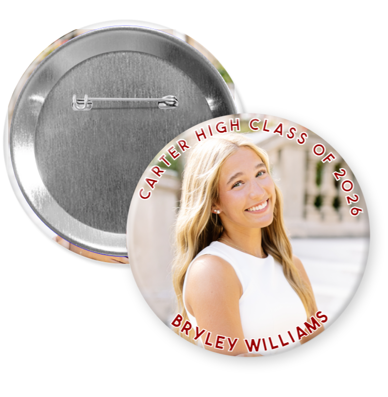 Custom Photo Button with Text – Personalized Pinback Button – 3" or 2.25" – Add Your Photo & Name – Customizable Gift, Event, Team, or School Button